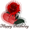Happy Birthday Hearts & Red rose