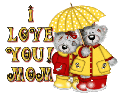 I love you MOM Teddy bears with umbrella