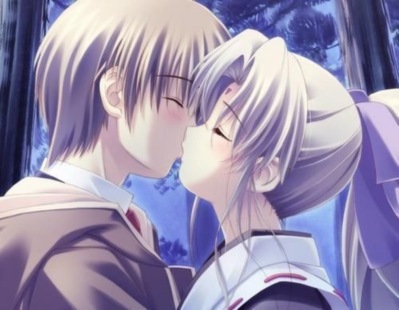 Anime couple kiss