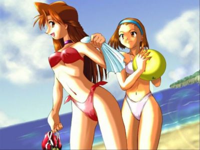 Anime girls on the beach