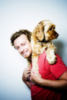 Simon Baker with a dog