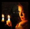 Girl in the night with candle