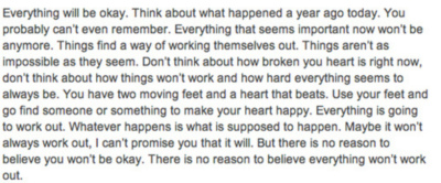 Everything will be okay... There is no reason to believe everything won't work out.