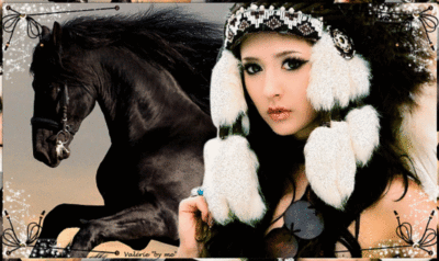 Girl & Black Horse