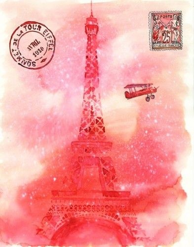 Pink postcard Paris