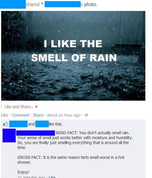 Smell of rain? - Farts smell worse in a hot shower