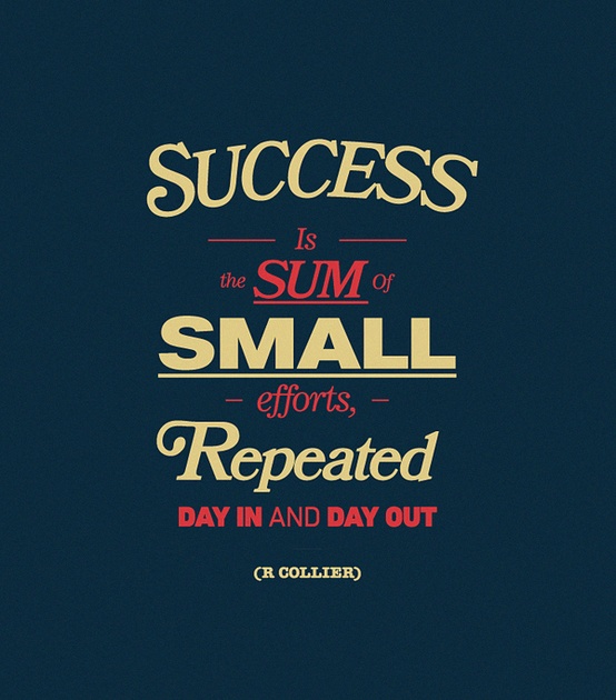 Success is the sum of small efforts, repeated day in and day out. R Collier 