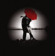 Under red umbrella