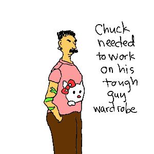 Chuck Needed To Work On His Tough Guy Wardrobe