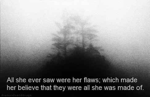 All she ever saw were her flaws; which made her beleive that they were all she was made of.