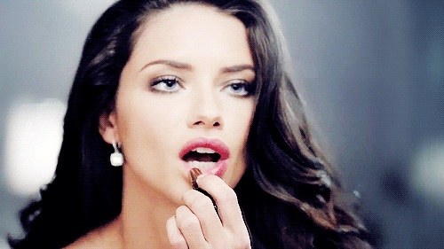 Adriana Lima with lipstick
