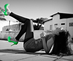 Green shoes Black-and-White Picture