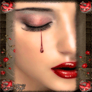 Red lips crying girl