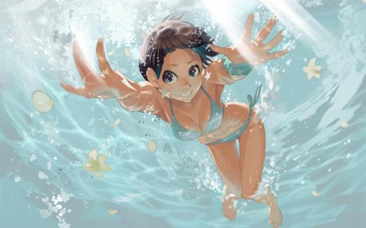 Anime girl under the water