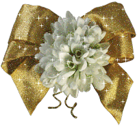 Golden Bow with White Flower