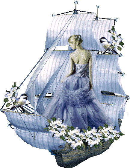Blue lady on the blue ship