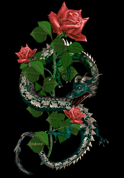 Dragon and roses