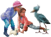 Children and bird