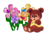 Cute little bear and flowers