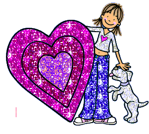 Girl and puppy with big heart 