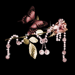Jewellery with rose and butterfly