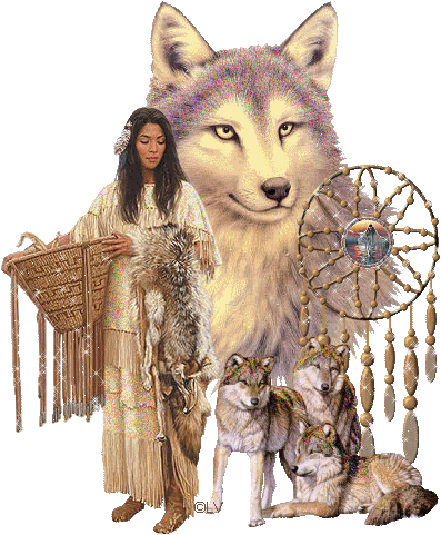 Wolves and girl Indian