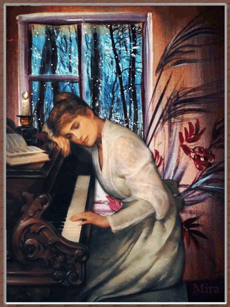 A woman playing the piano