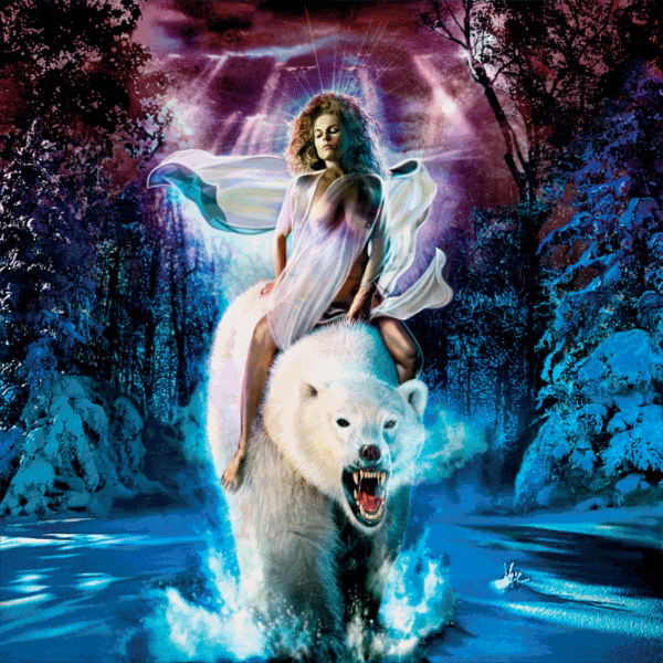 Fantasy sexy girl on the white bear