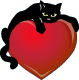 Black Cat on the Red Heart