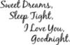 Sweet Dreams, Sleep Tight, I Love You, Goodnight.