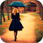 Autumn Girl with Umbrella