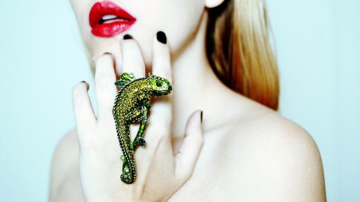 Girl with chameleon