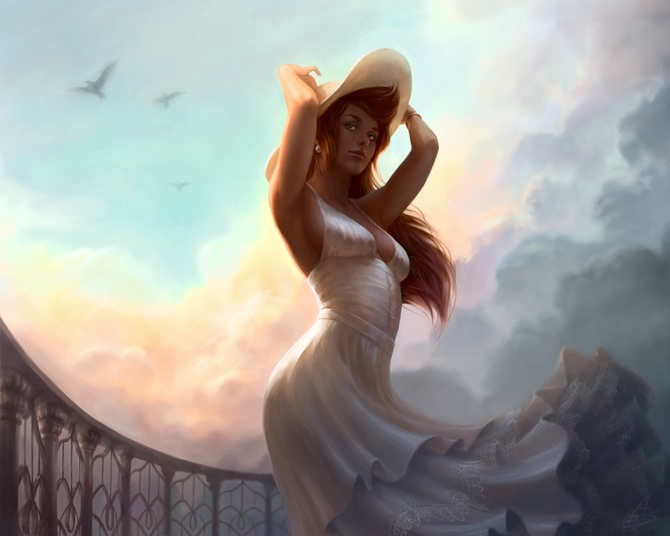 Fantasy Sexy Girl in White Dress