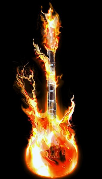 I love ROCK Music--Burning Guitar :: Animated Pictures :: MyNiceProfile.com