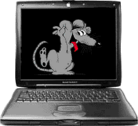 Funny mouse on laptop screen