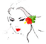Flirty Girl with Red Flower