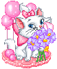 Happy Birthday -- Cute Kitten with Flowers and Ballons