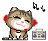 Cute Litle Kitten listens music