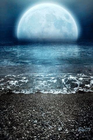 Giant moon over the sea