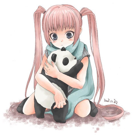 Anime Girl hugs Panda