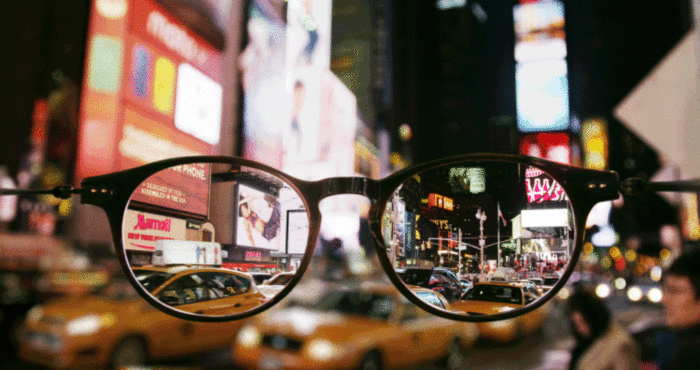 Through glasses: city