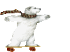 White Bear use skateboard
