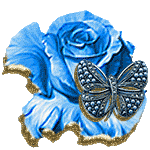 Blue Flower & Butterfly