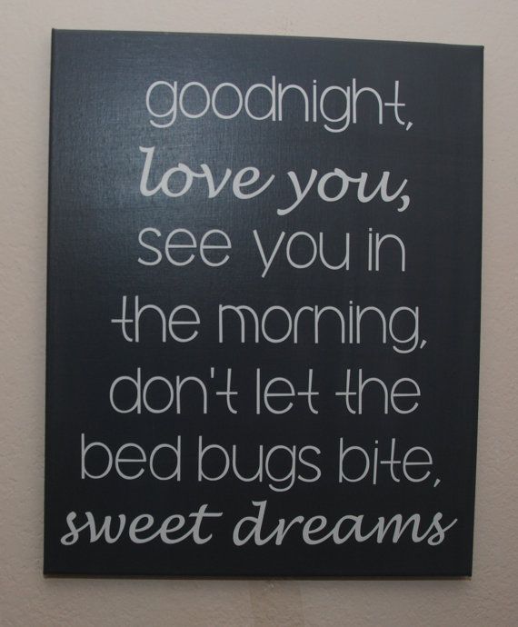 Good night, love you, see you in the morning, don't let the bed bugs bite, sweet dreams.