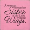 A woman without her sister is like a bird without wings.