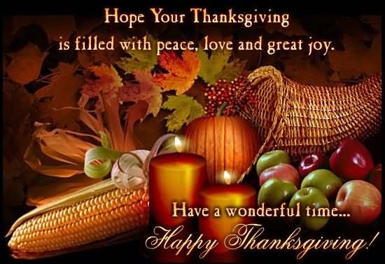 Hope Your Thanksgiving is filled with peace, love and great joy. Have a wonderful time...Happy Thanksgiving!