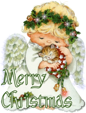 Merry Christmas -- Cute Angel with Kitten