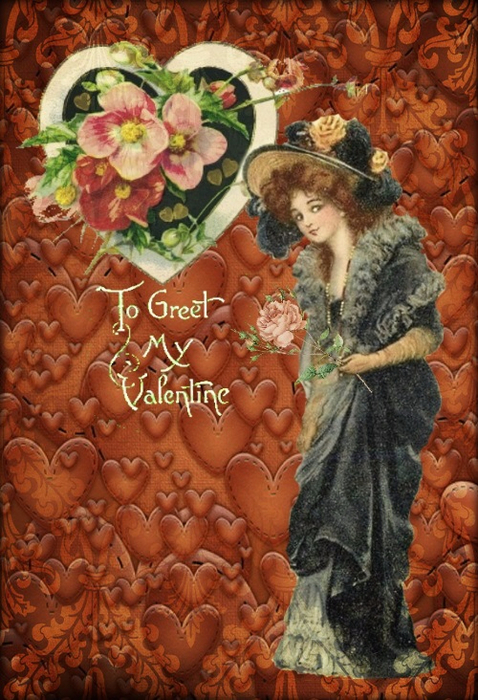 To Greet My Valentine -- Retro Card