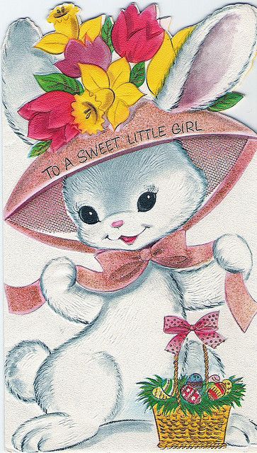 Happy Easter To A Sweet Little Girl -- Vintage Card