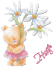 Hugs -- Cute Little Bear with Flowers
